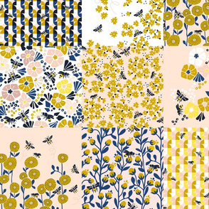 Patchwork pattern with bees