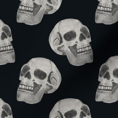watercolor skulls - black