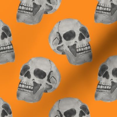 watercolor skulls - orange