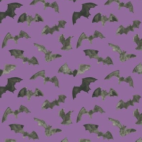 small scale - watercolor bats - purple