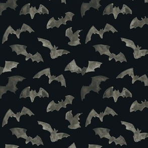 small scale watercolor bats - black