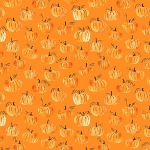 small scale - watercolor pumpkins - orange