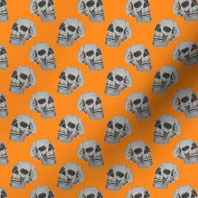 small scale - watercolor skulls - orange