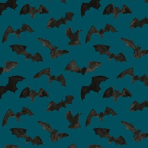 small scale - watercolor bats - teal
