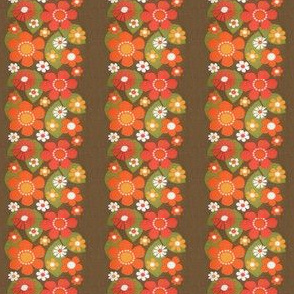 retro flowers brown