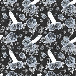 3" Mature - Bachelorette Party Roses Penis Fabric Grey