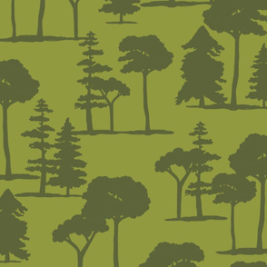 Dinosaur Stomp Silhouette Trees Forest Large Green
