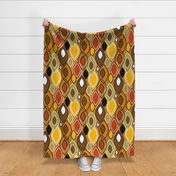 Mid Century Modern Leaves // Autumn Colors // Brown, Red, Yellow, Orange, Green, Black and White // V4