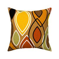 Mid Century Modern Leaves // Autumn Colors // Brown, Red, Yellow, Orange, Green, Black and White // V4