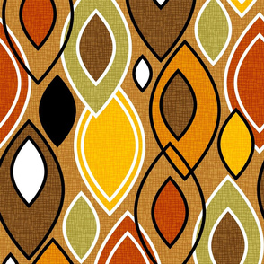 Mid Century Modern Leaves // Autumn Colors // Brown, Red, Yellow, Orange, Green, Black and White // V4