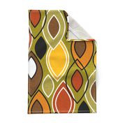 Mid Century Modern Leaves // Autumn Colors // Brown, Red, Yellow, Orange, Green, Black and White // V3