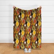 Mid Century Modern Leaves // Autumn Colors // Brown, Red, Yellow, Orange, Green, Black and White // V2