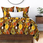 Mid Century Modern Leaves // Autumn Colors // Brown, Red, Yellow, Orange, Green, Black and White // V2