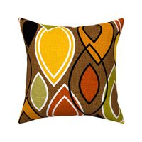 Mid Century Modern Leaves // Autumn Colors // Brown, Red, Yellow, Orange, Green, Black and White // V2