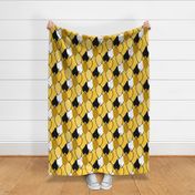 Mid Century Modern Leaves // Gold Amber Yellow, Black and White // V1