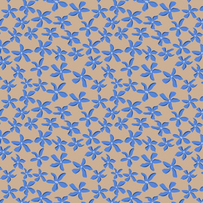 Blue Connected Flowers over Beige