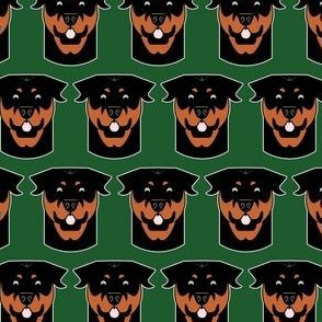 Rottweilers smiling on green