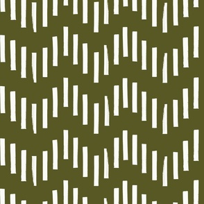 Hand Painted Zig Zag | Army Green