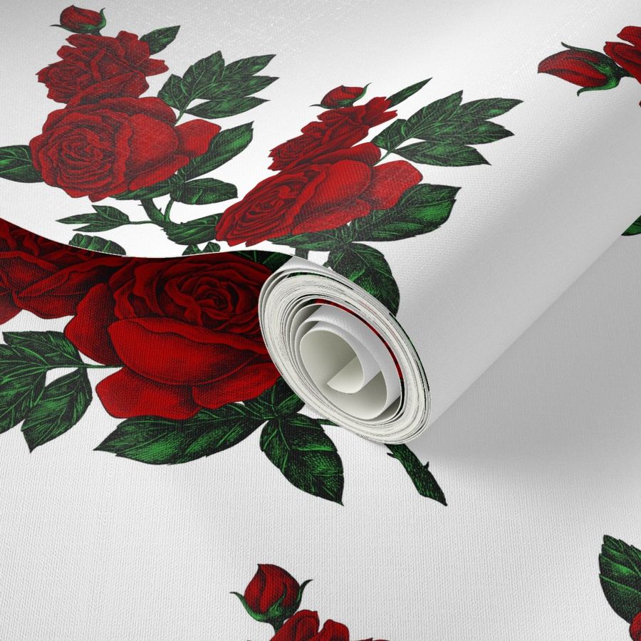 Red vintage rose print (large)