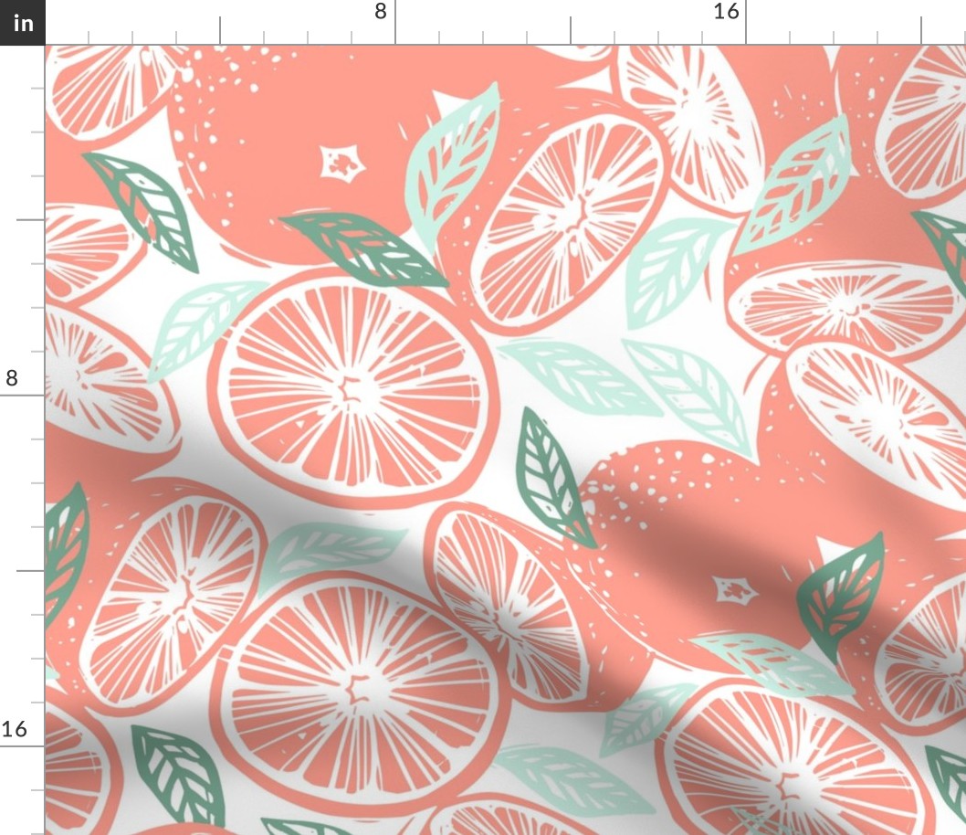 Grapefruit Pink and Mint Green