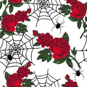 Halloween red rose and spiders (large)