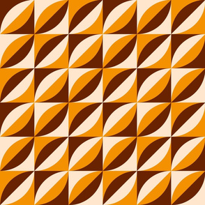 Mid-century modern diagonal geometric leaves orange brown MCM Wallpaper