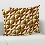 Mid-century modern diagonal geometric leaves moss green brown MCM Wallpaper