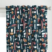 Mushrooms and Toadstool All Over Print Dark Blue Large