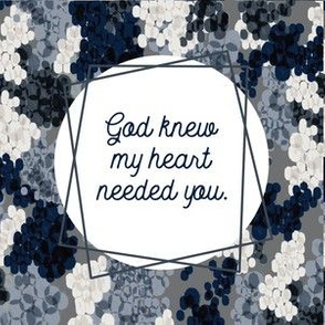 6" square: god knew my heart needed you // navy champagne fizz on charcoal