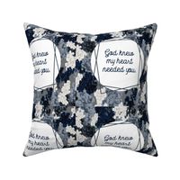 9" square: god knew my heart needed you // navy champagne fizz on charcoal