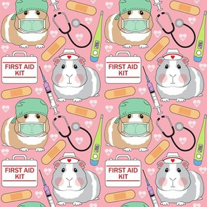 medium doctor and nurse guinea pigs on pink