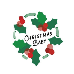 9" square: christmas baby wreath