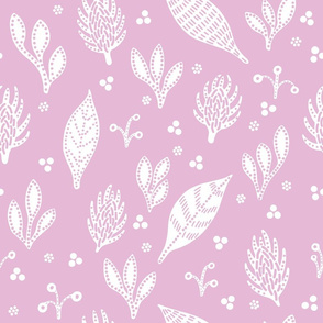 Proteas & Berries Minimal Batik Floral - Pink & White