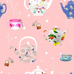 Tea pot ,tea cups pattern 