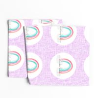 9" square: lilac rainbow baby