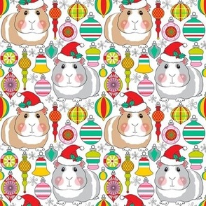 medium guinea pigs and christmas ornaments
