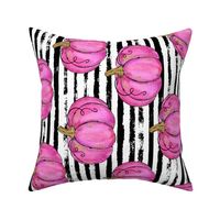 Pink Painted Pumpkins on Distressed Stripe rotated - large scale 