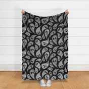 Spooky Ghosts on Textured Black linen - extra large scale