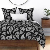 Spooky Ghosts on Textured Black linen - extra large scale