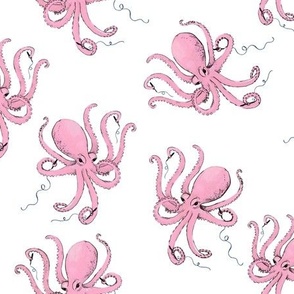 Octopus Pen Thief - Light Pink - Small Scale on White