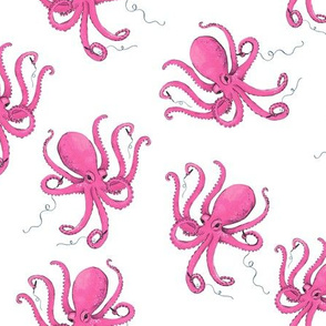 Octopus Pen Thief - Pink - Small Scale on White