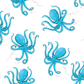 Octopus Pen Thief - Blue - Larger Scale on White