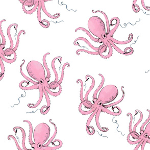 Octopus Pen Thief - Light Pink - Larger Scale on White