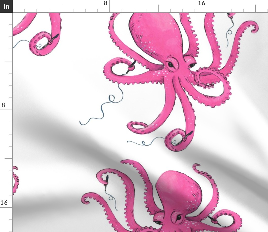 Octopus Pen Thief - Pink - Larger Scale on White