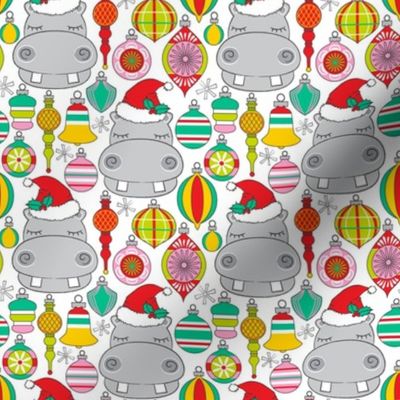 medium hippo faces and christmas ornaments