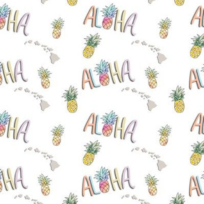 Aloha design with watercolor pineapples 