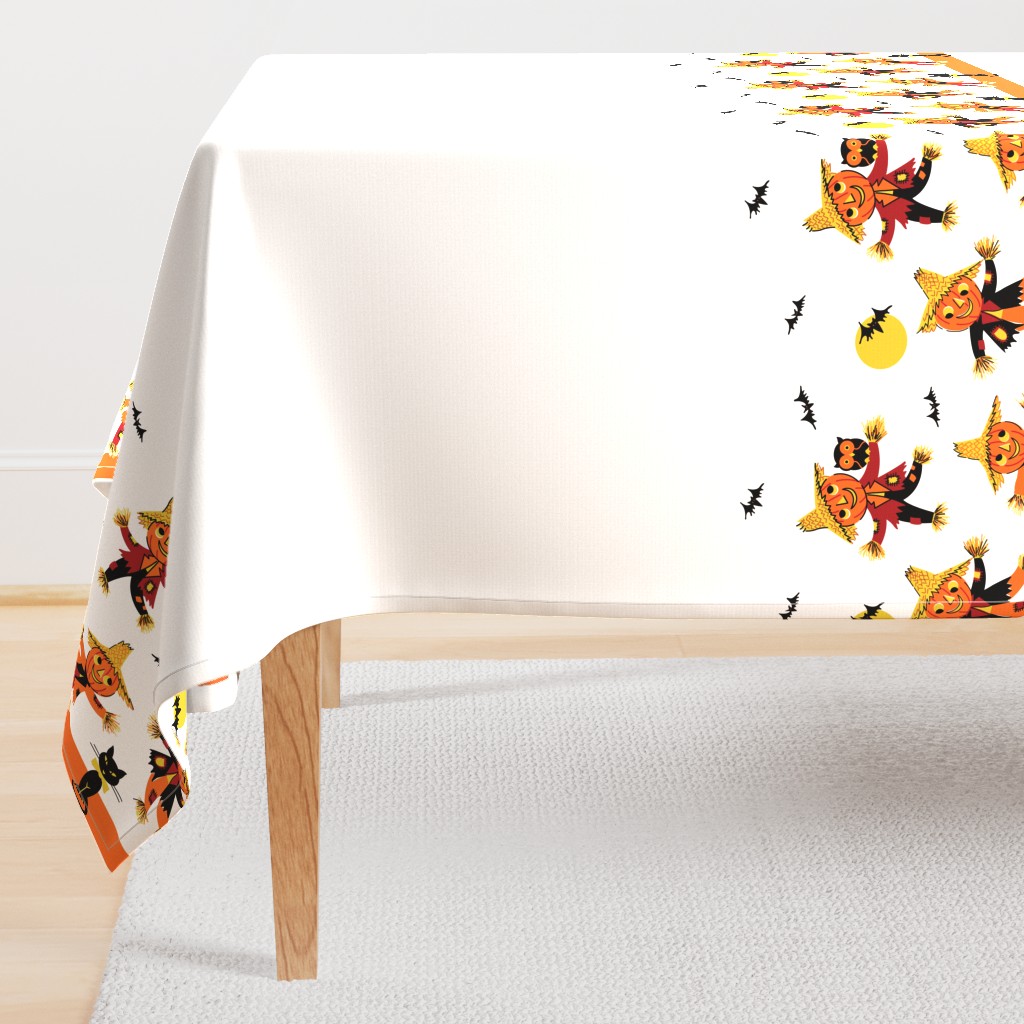 Retro Halloween Scarecrow Border Print - White