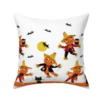 Retro Halloween Scarecrow Border Print - White