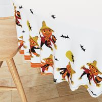 Retro Halloween Scarecrow Border Print - White