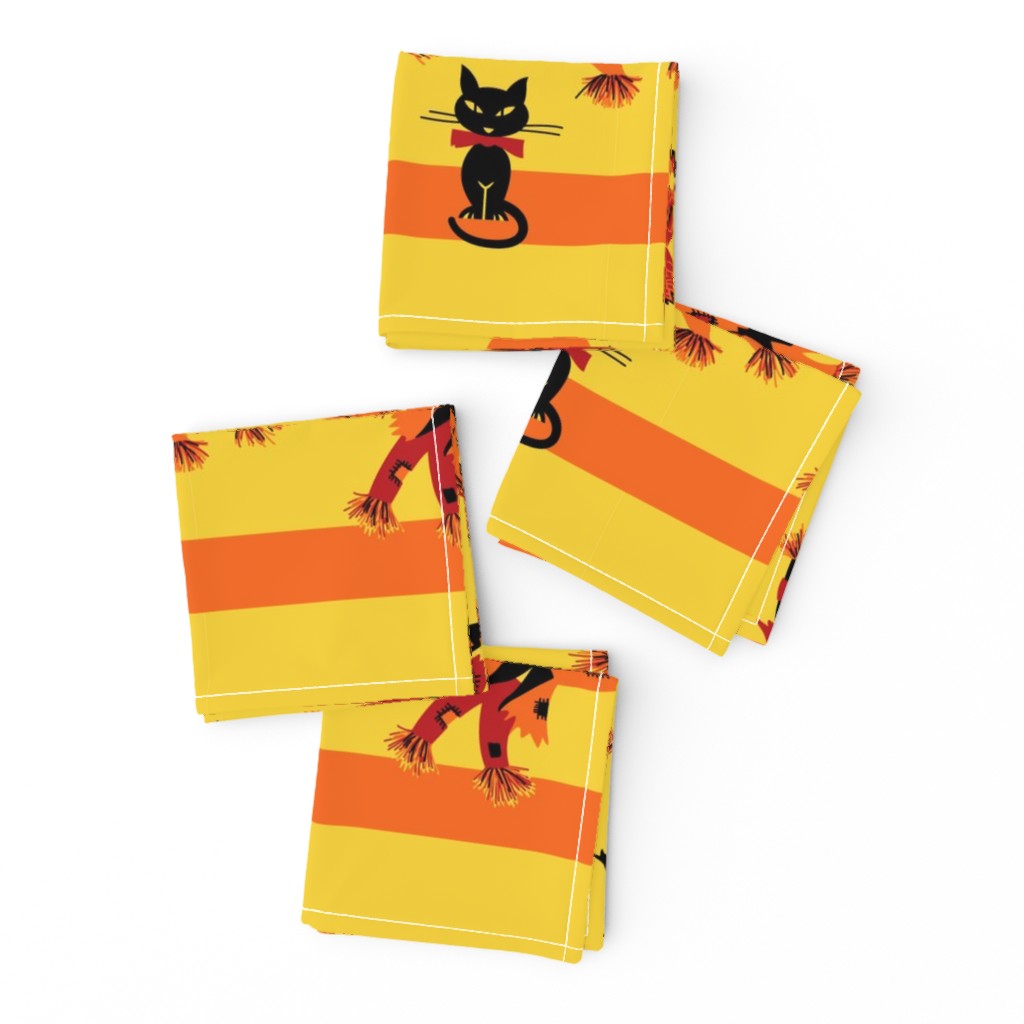 Retro Halloween Scarecrow Border Print -Yellow